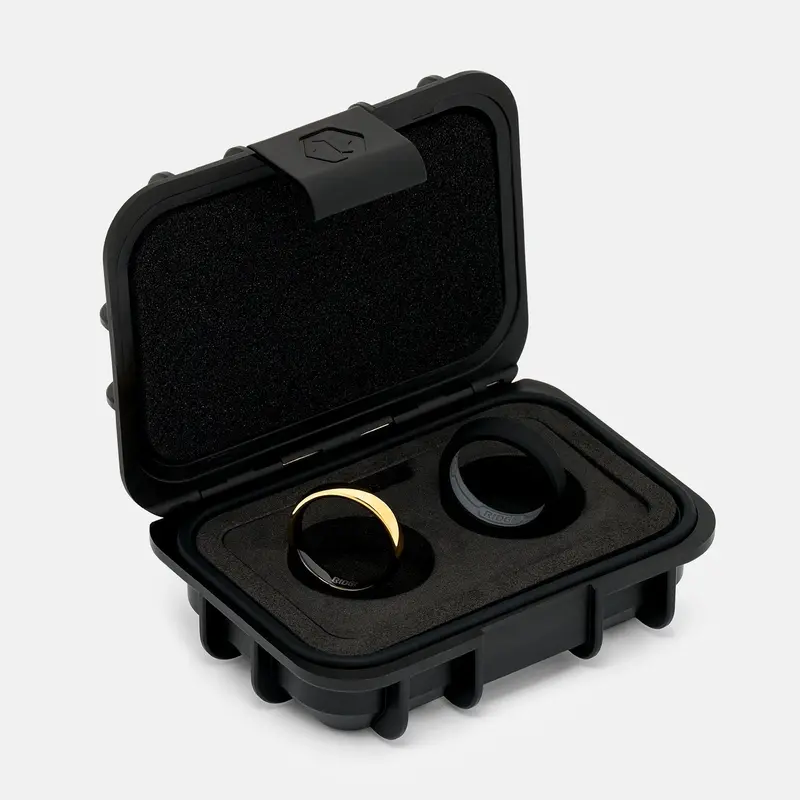 4Mm Rounded Ridge Ring Set In 24K Gold Finish 2