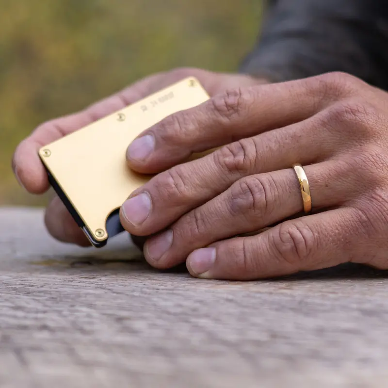 4Mm Rounded Ridge Ring Set In 24K Gold Finish 3