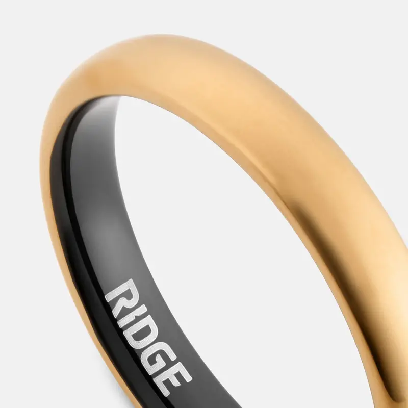 4Mm Rounded Ridge Ring Set In 24K Gold Finish 5