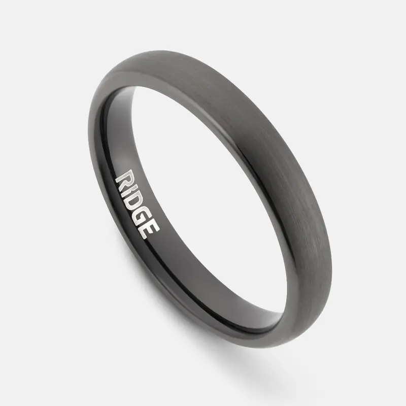 4Mm Rounded Ridge Ring Set In Gunmetal Tone 1