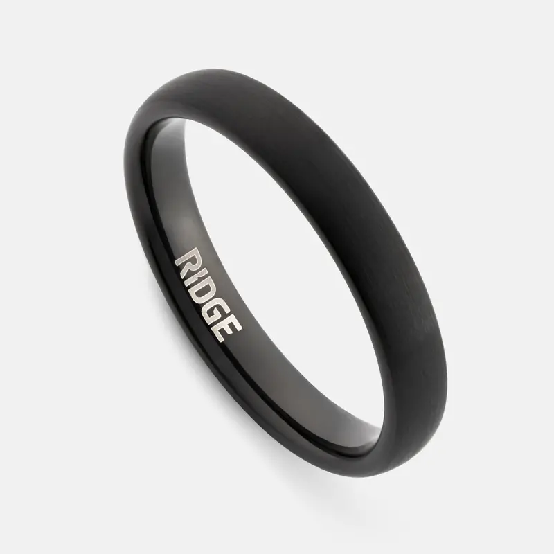 4Mm Rounded Ridge Ring Set In Royal Black Finish 1