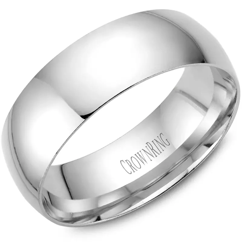 7Mm Domed Comfort-Fit Wedding Band – 14K White Gold 1
