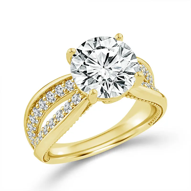 Above Love Star Round Lab-Created Diamond Solitaire Engagement Ring In Yellow Gold – 3 Carat Total Weight 1