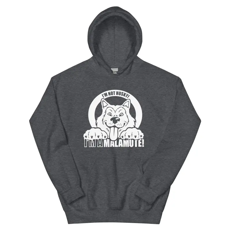 Alaskan Malamute Pullover Hoodie – 'I'M Not Husky, I'M A Malamute' Design 1