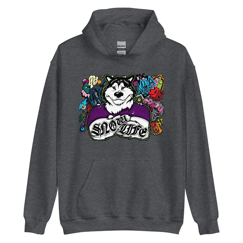 Alaskan Malamute Pullover Hoodie – 'Snow Life' Winter Design 1