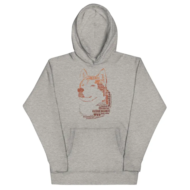 Alaskan Malamute Silhouette Word Art Pullover Hoodie 1