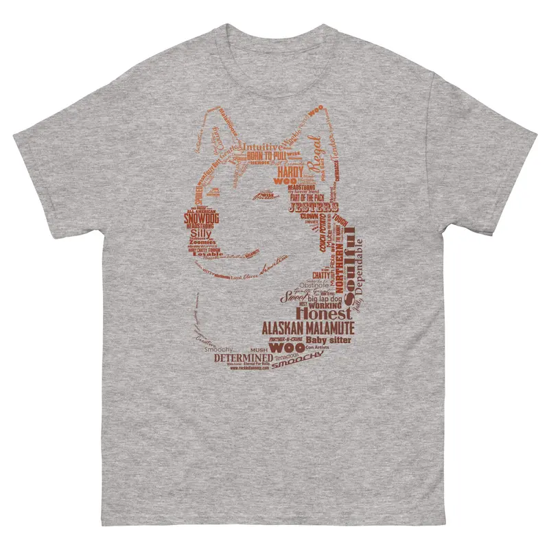 Alaskan Malamute Silhouette Word Art T-Shirt 1