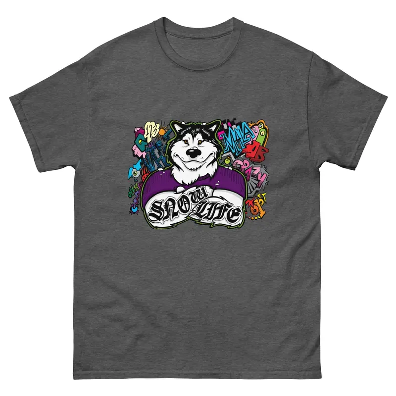 Alaskan Malamute T-Shirt – 'Snow Life' Winter-Themed Graphic 1