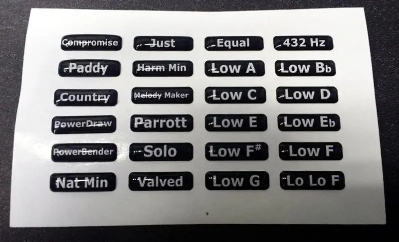 Andrew Zajac Stout Extra Bubble Key Labels – Customizable Harmonica Markers 1