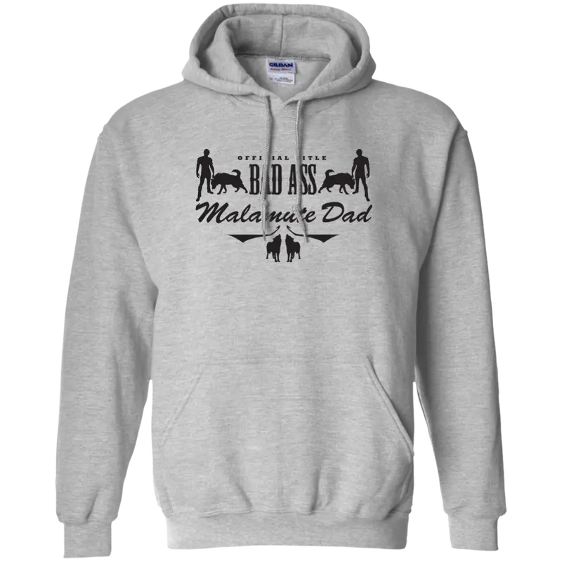 'Bad Ass Malamute Dad' Heavyweight Pullover Hoodie – Alaskan Malamute Theme 1