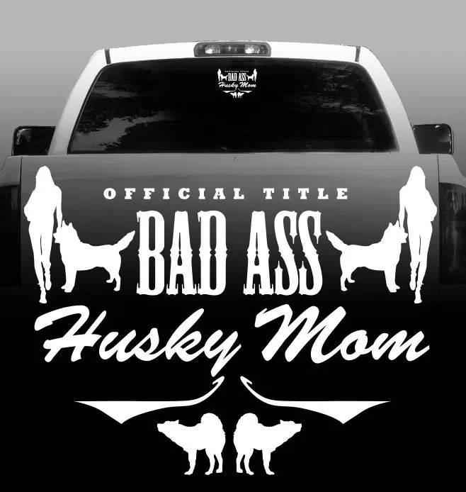 Badass Husky Mom Vehicle Sticker – High-Quality Vinyl 1