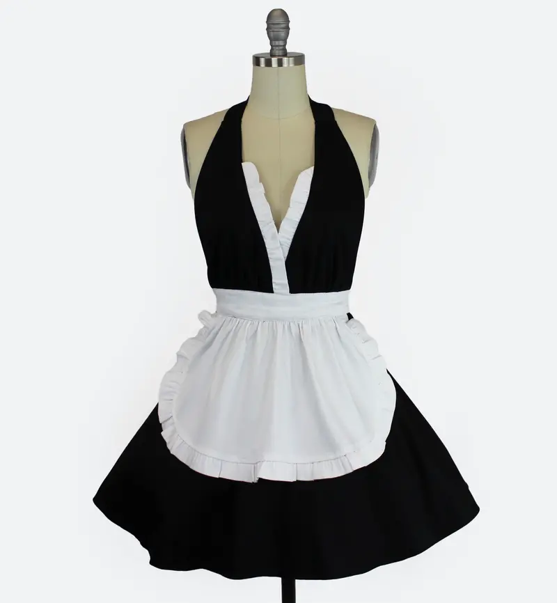 Black-And-White French Maid Hostess Dress – Vintage-Inspired Serving Wear 1