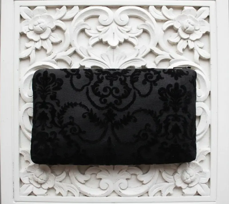Black Damask Victorian Baroque Cosmetic Organizer Pouch 1