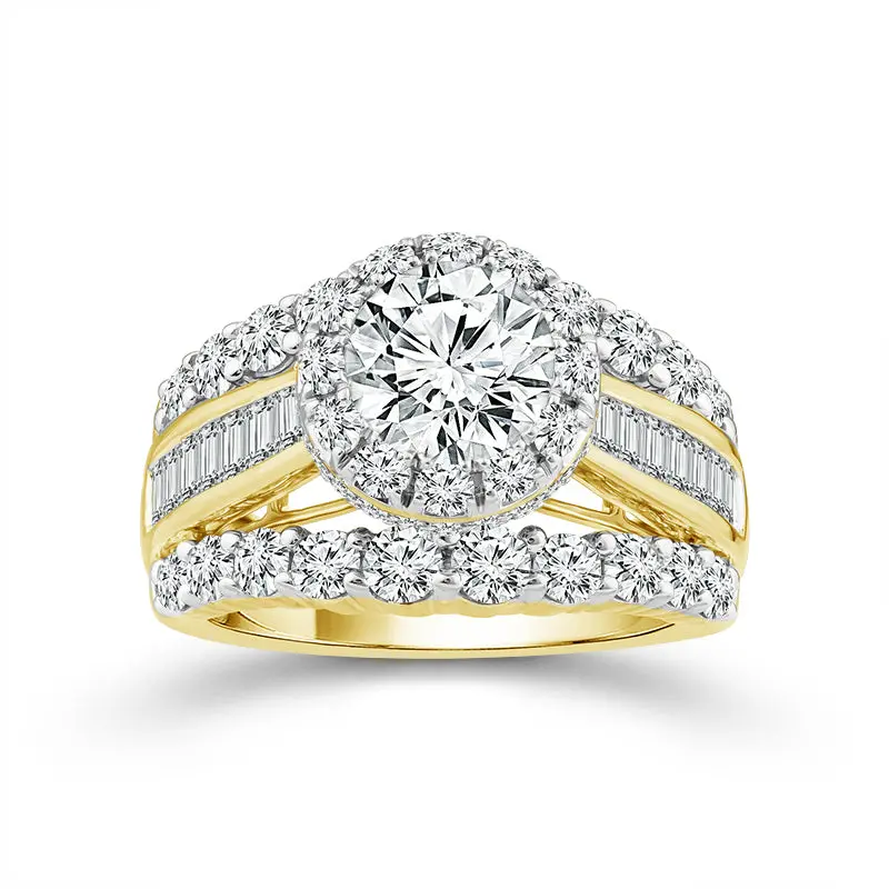 Bloom-Style Lab-Grown Diamond Engagement Ring – 4.00 Ct Round Halo In 14K Yellow Gold 1