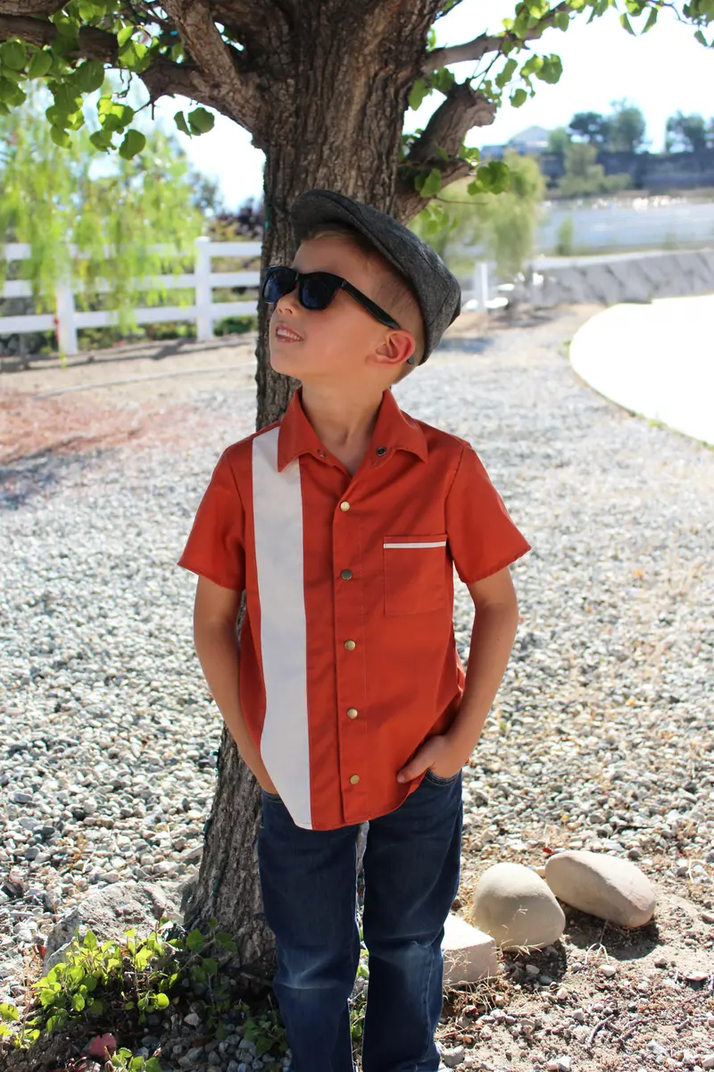 Boys’ Burnt Orange Bowler-Style Top With Contrasting Panels 1