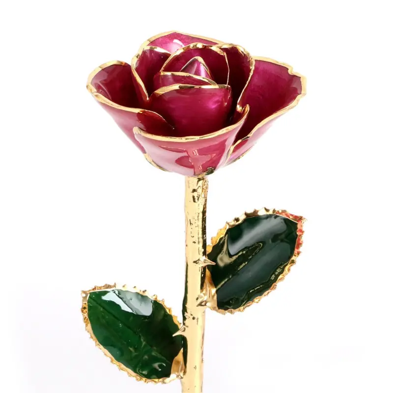 Burgundy Red Wine Rose With 24K Gold-Dipped Petals 1