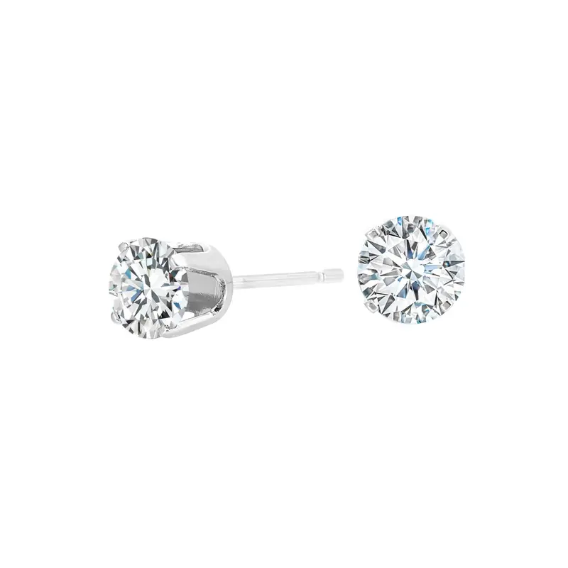 Classic 14K White Gold Round Lab-Grown Diamond Stud Earrings (0.75 Ctw) 1