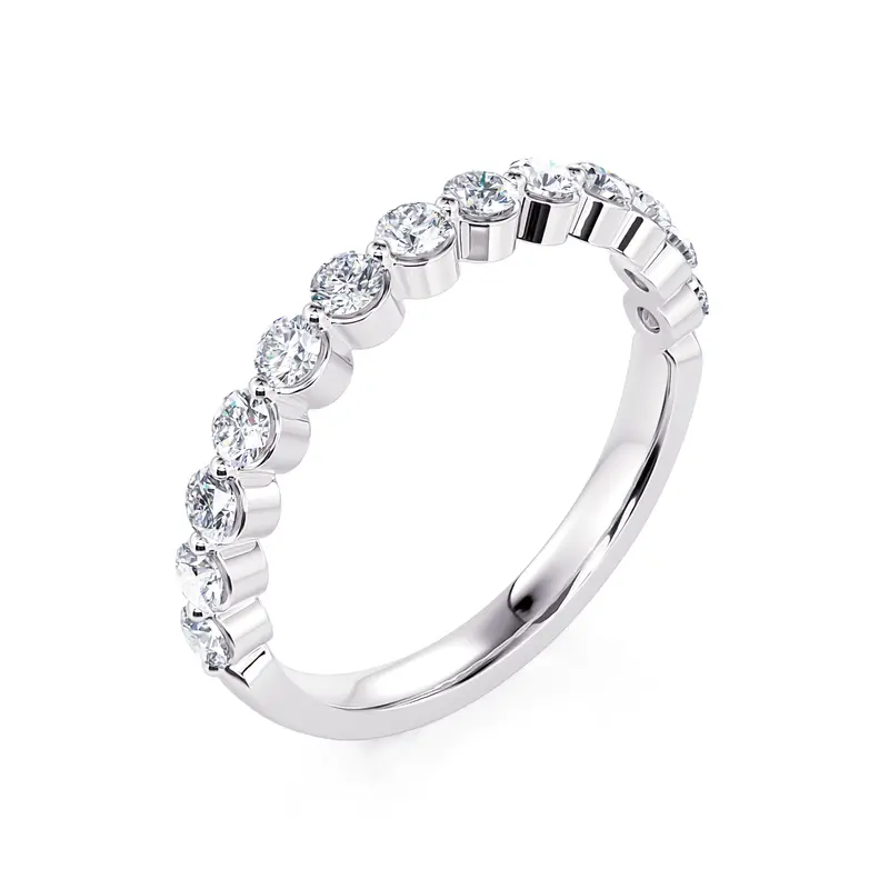 Classic Single-Prong Diamond Wedding Band – 0.75 Ct Tw, 14K White Gold 1