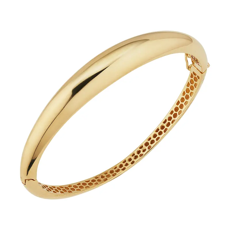 Contoured Domed Bangle Bracelet – 14K Yellow Gold 1