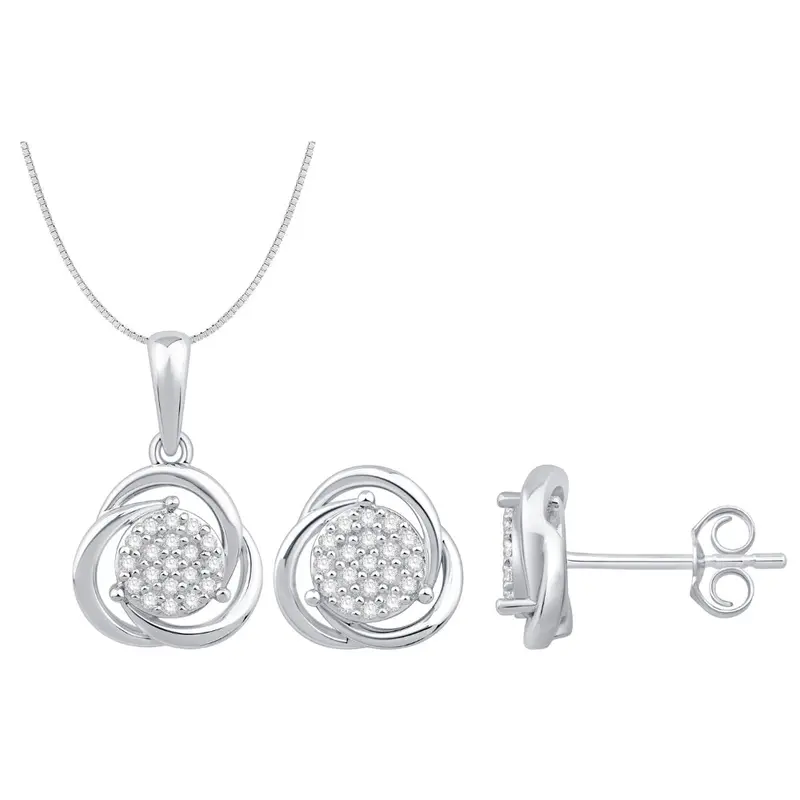 Coordinating Lab-Grown Diamond Pendant And Stud Earring Set In Sterling Silver – 0.25 Carat Total Weight 1