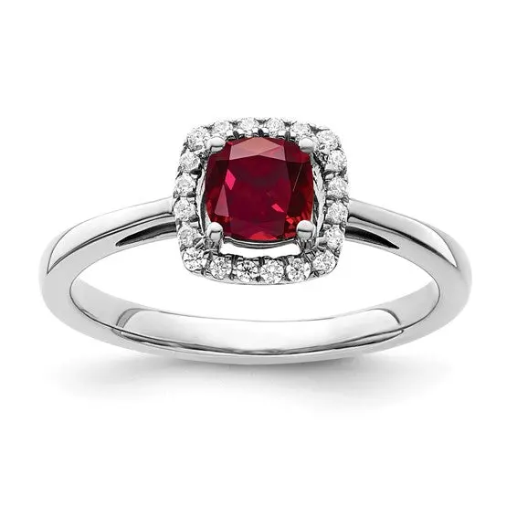 Created Ruby And Diamond Ring In 10K White Gold 1