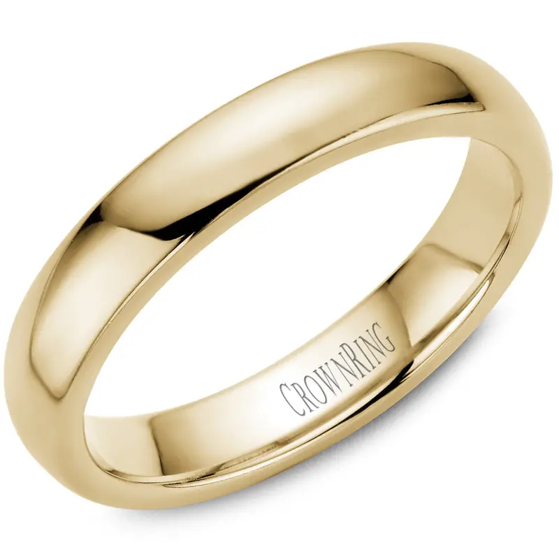 Crownring 4Mm 14K Yellow Gold Domed Comfort-Fit Ring For Men Or Women 1