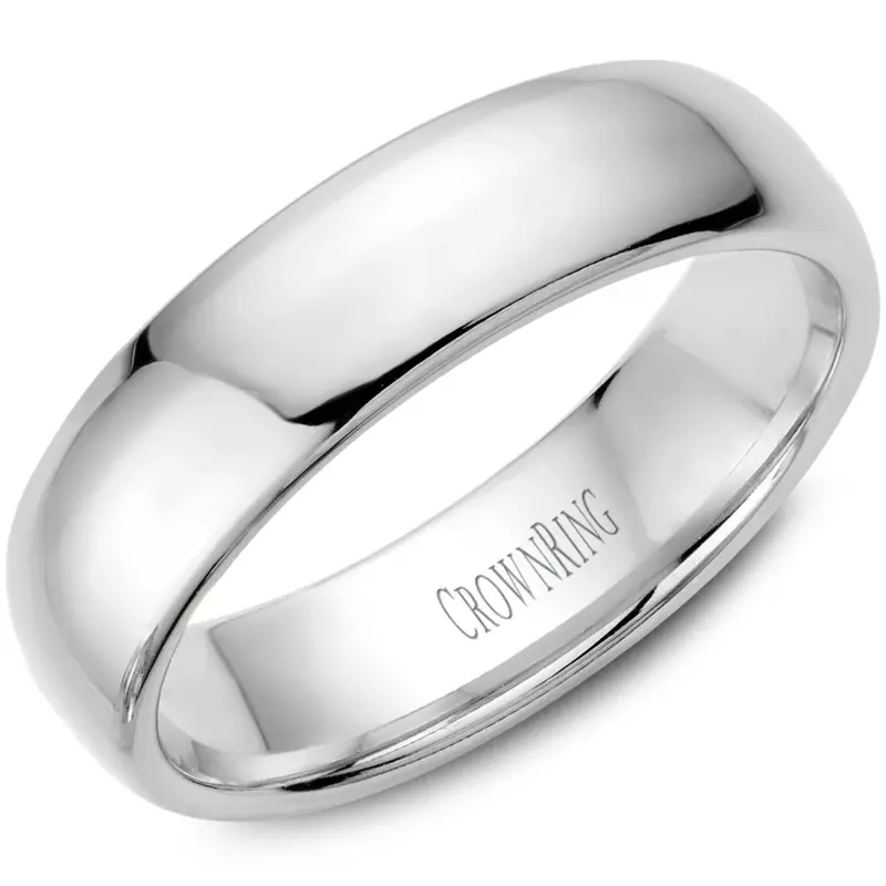 Crownring 6Mm Platinum Wedding Band — Heavy Domed Style, Sleek Modern Look 1