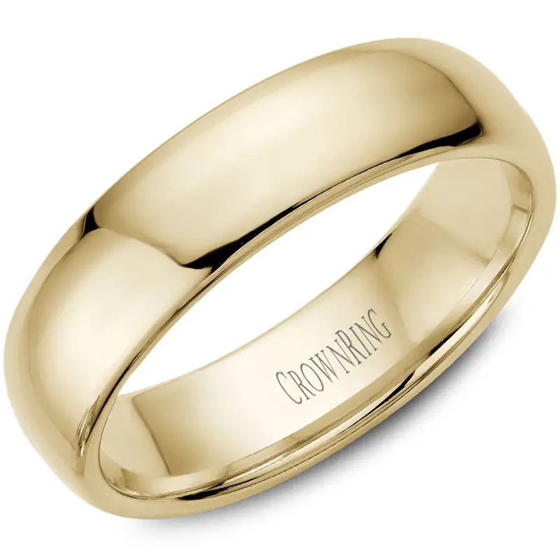 Crownring 6Mm Yellow Gold Domed Comfort-Fit Wedding Band 1