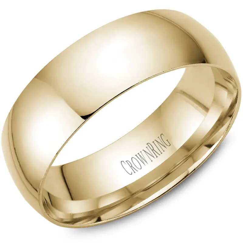 Crownring 7Mm Yellow Gold Domed Wedding Band 1