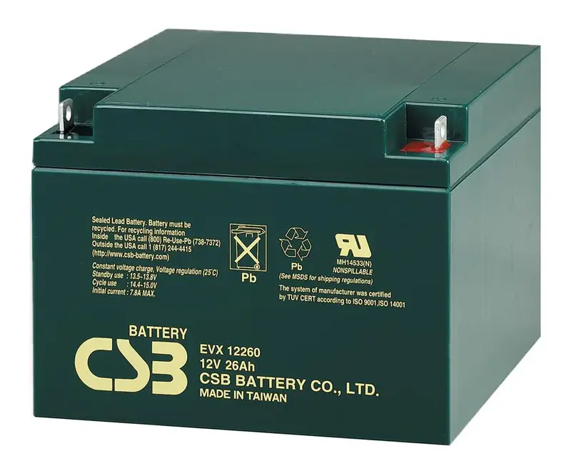 Csb Evx12260 12V 26Ah Agm Battery Featuring Nut-And-Bolt Terminals 1