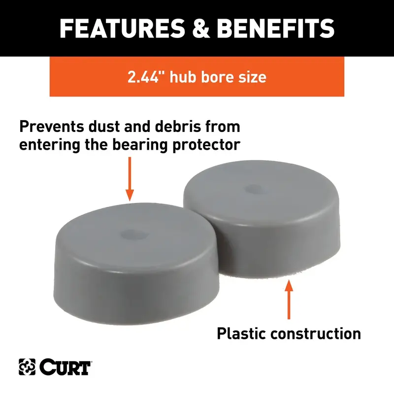 Curt 23244 Trailer Wheel Bearing Dust Caps – 2.44-Inch Diameter, 2-Pack 1