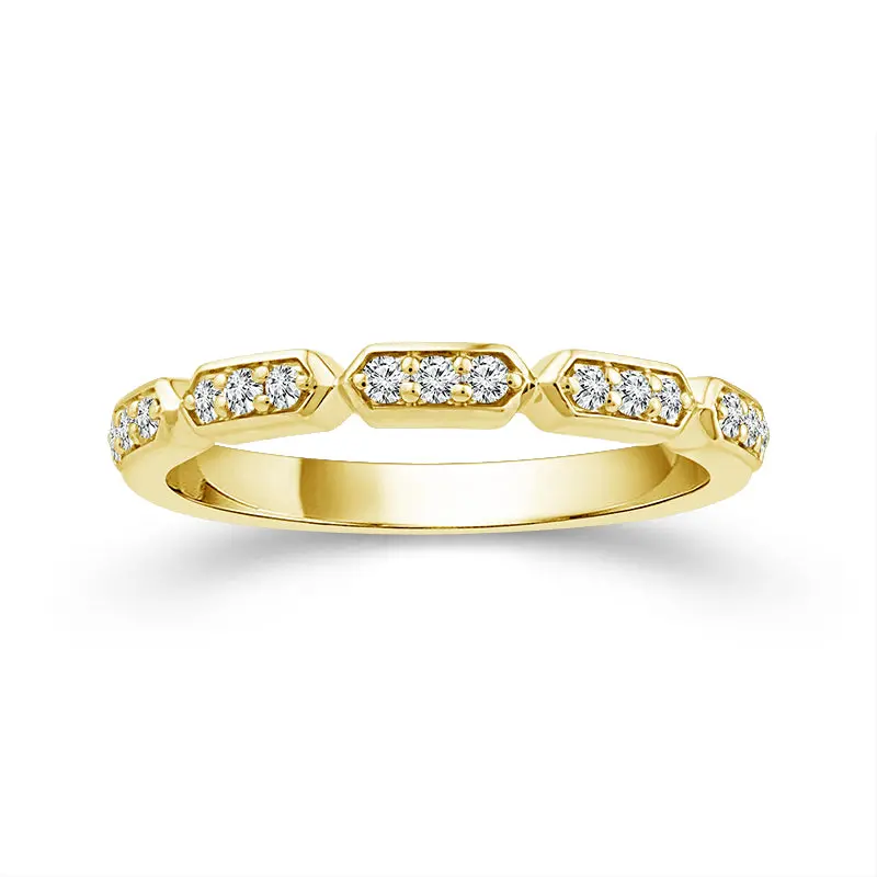 Diamond Accent Wedding Band – 1/6 Carat Total Weight In 14K Yellow Gold 1