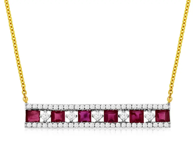 Diamond And Ruby Pendant In 14K Yellow Gold 1
