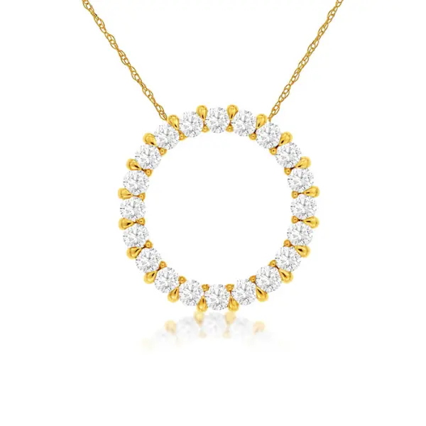 Diamond Circle Pendant – 0.50Ctw Round Brilliant Diamonds In 14K Yellow Gold 1