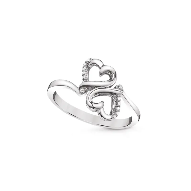 Diamond Hearts Stackable Ring – 0.05 Carat Total Weight In Sterling Silver 1