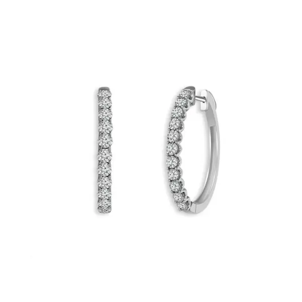 Diamond Hoop Earrings – 0.25 Carat Tw In 10K White Gold 1