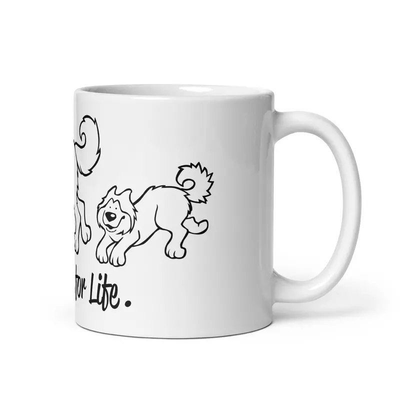 'Dogs Are For Life' Dual-Breed Mug Featuring Alaskan Malamute And Siberian Husky 1