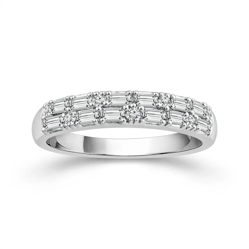 Double-Row Diamond Band With 3/8 Carat Total Weight In 14K White Gold 1
