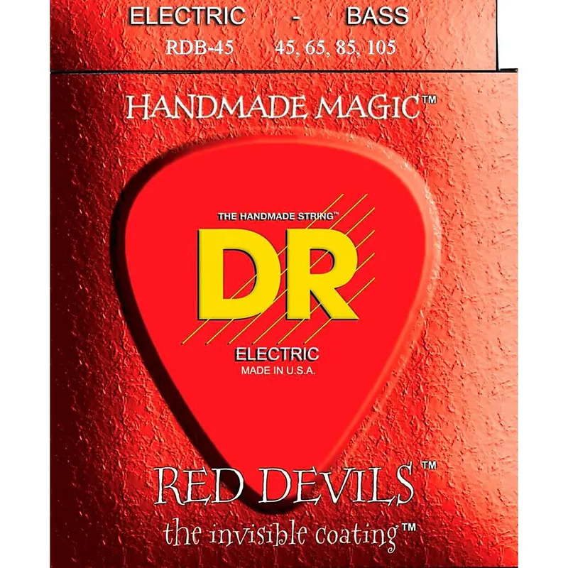 Dr Red Devils Coated Bass Guitar Strings – Durable, Warm-Sounding Nickel Wound Set 1
