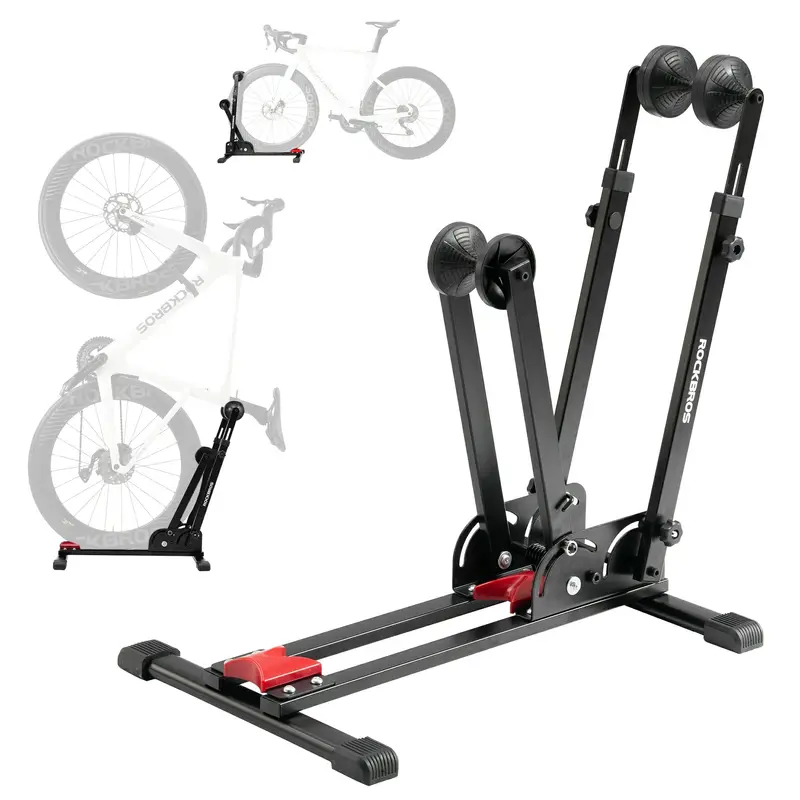 Dual-Bike Foldable Vertical Stand – Steel Floor Rack For 24"–27.5" Wheels 1