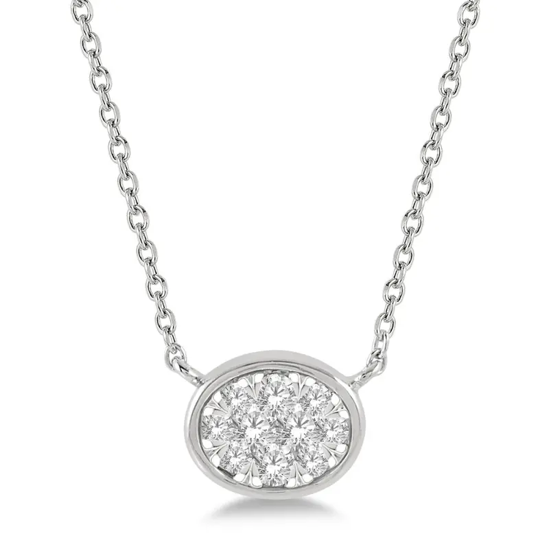 East-West Oval Bezel-Set Lovebright Diamond Pendant In Precious Metal 1