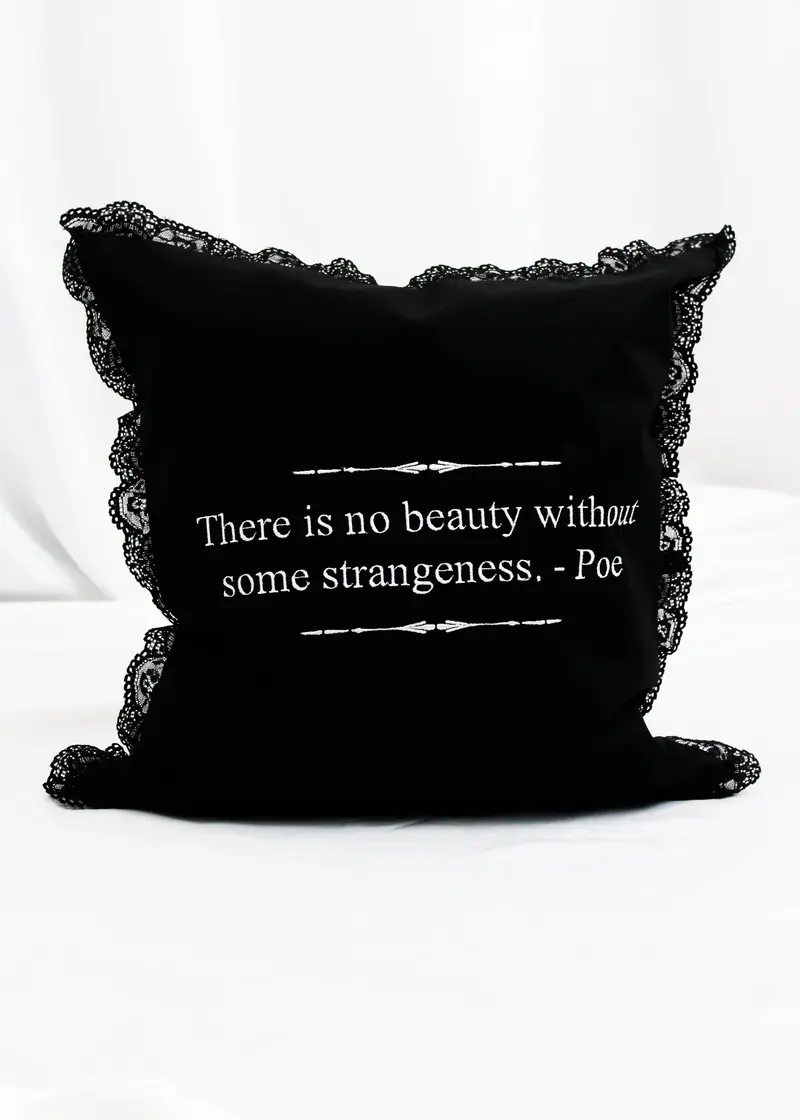 Edgar Allan Poe Embroidered Throw Pillow Cover 1
