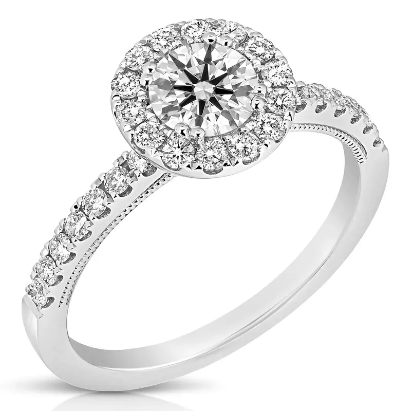 Elegant Round Diamond Halo Engagement Ring – 1.25 Carat Total Weight In White Gold 1