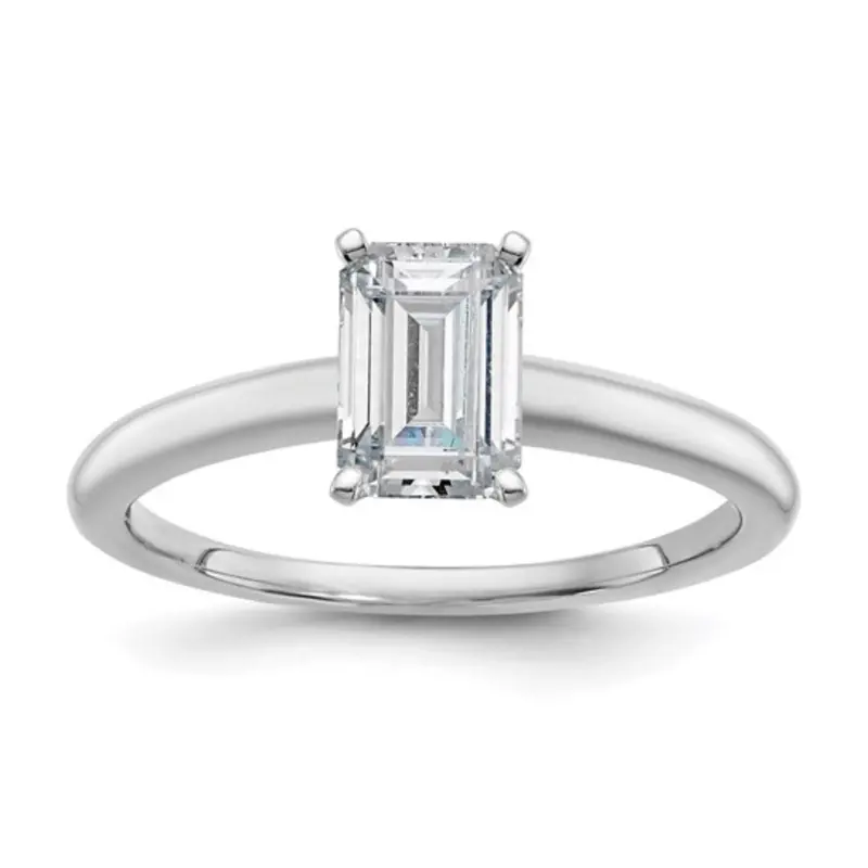 Emerald-Cut Lab-Grown Diamond Solitaire Ring – 14K White Gold, 1 Carat 1