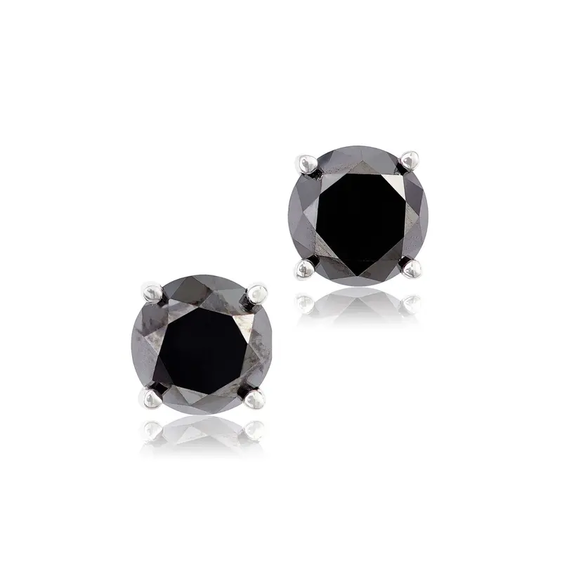 Enhanced Black Diamond Stud Earrings – 1.00 Carat Total Weight, Round Cut 1
