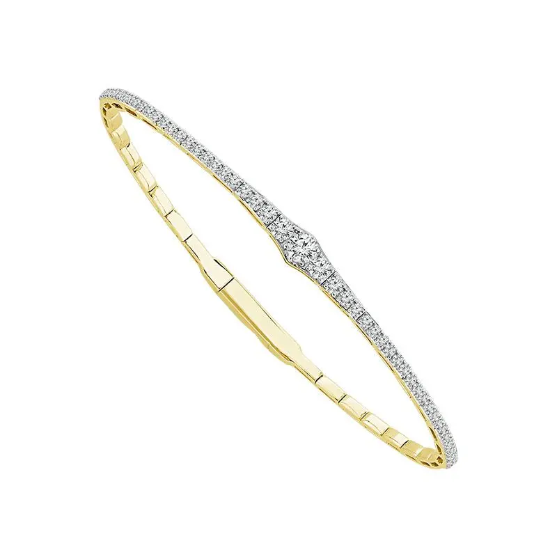 Flexible 1.00 Carat Total Weight Diamond Bangle In 14K Yellow Gold 1
