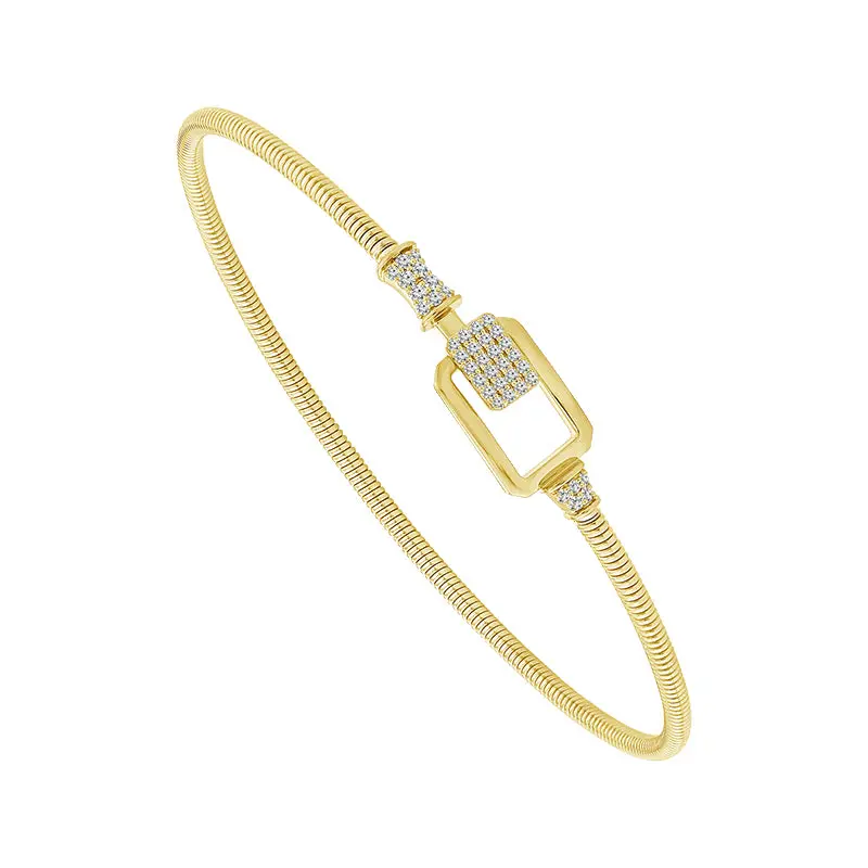 Flexible Diamond-Embellished Bangle Bracelet — 14K Yellow Gold (0.20 Ctw) 1