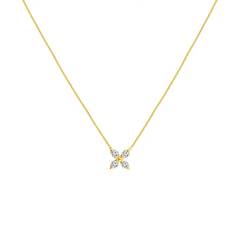 Floral Diamond Pendant In 14K Yellow Gold 1