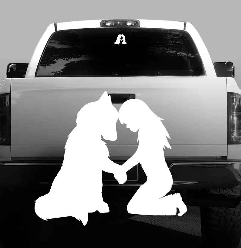 Girl & Dog Vinyl Decal – Siberian Husky Or Alaskan Malamute 1