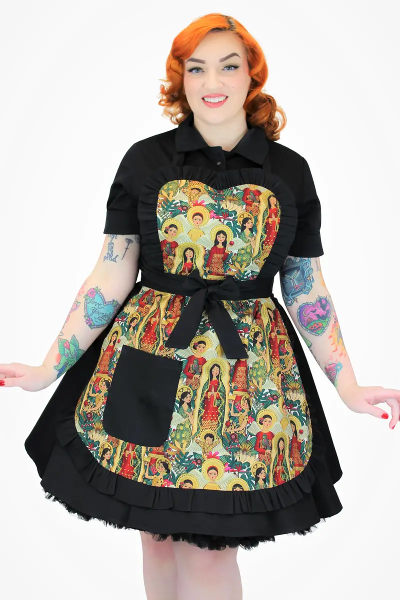 "Guadalupe Y Coro" Cultural Apron With Mexican Folk Art Design 1